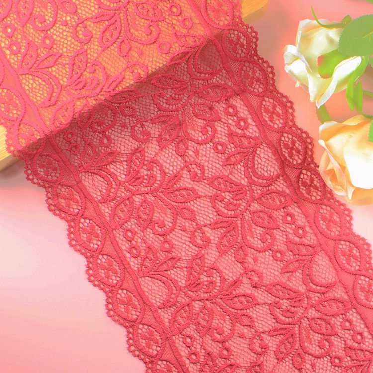 Flower Pattern Elastic Lace Trim Fabric