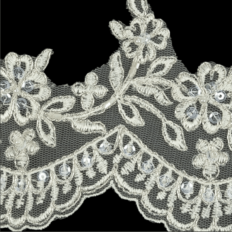 Scalloped Edge Corded Bridal Lace Trim